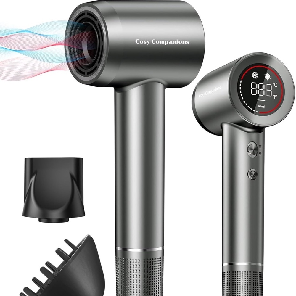Ionic Blow Dryer High Speed Brushless Motor Diffusser and Nozzle 5 Temps 2 Speed